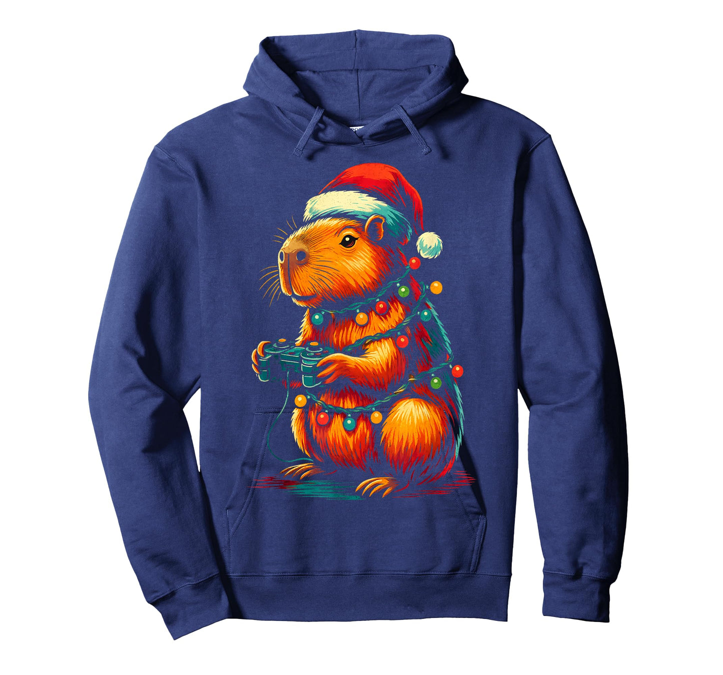 Christmas Capybara Gamer Xmas Light Video Game Lover Men Boy T-Shirt