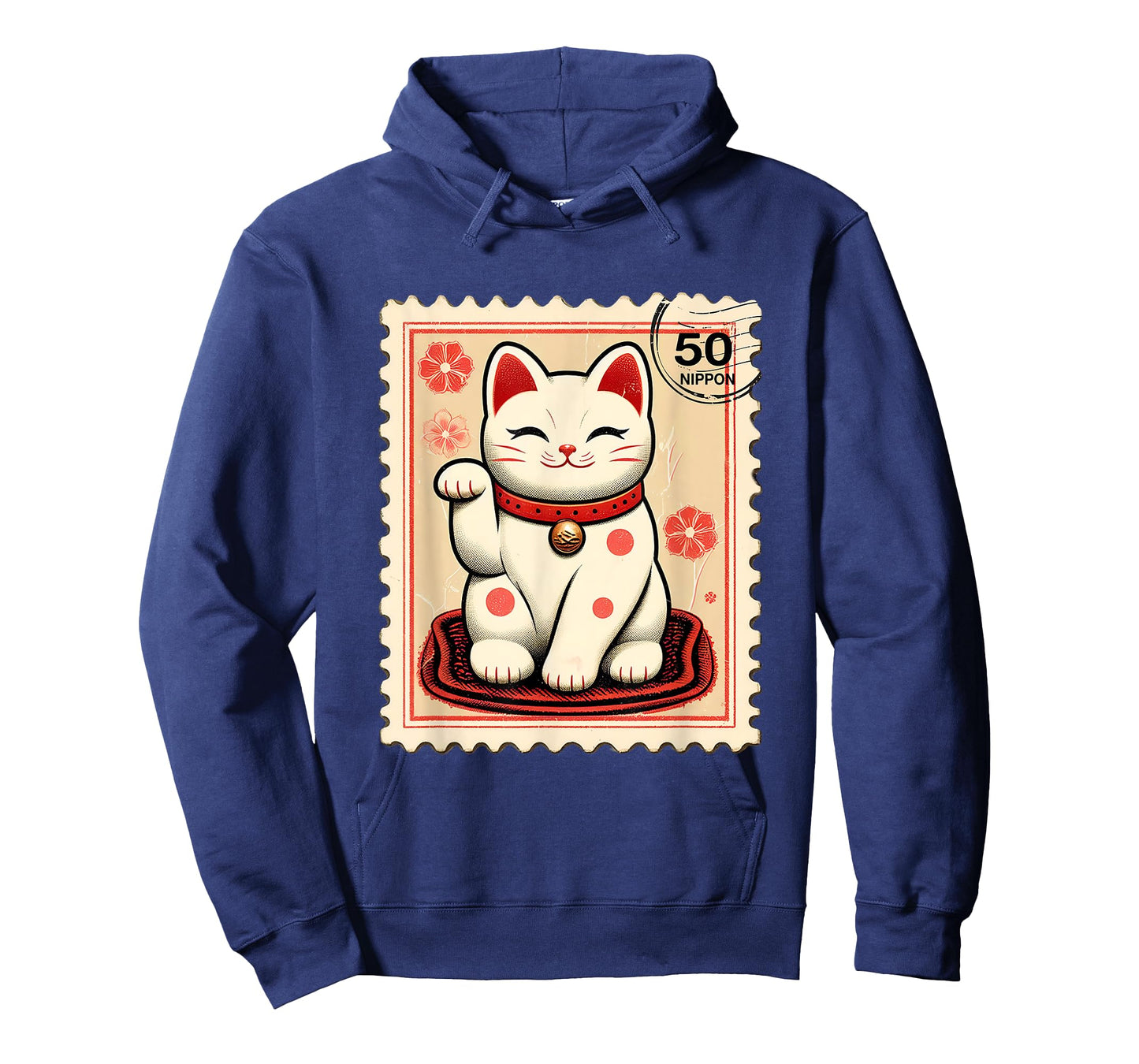 Maneki Neko Japanese Kawaii Lucky Cat Stamp Retro Aesthetic T-Shirt