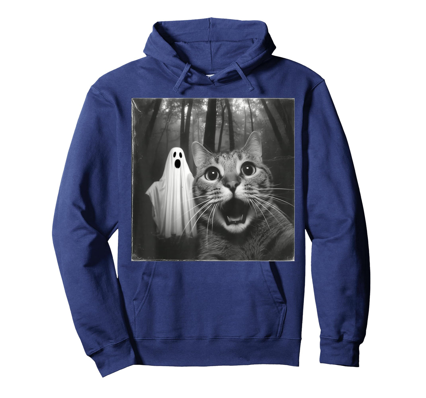 Funny Surprised Scared Cat Selfie with Ghost Halloween Lover T-Shirt