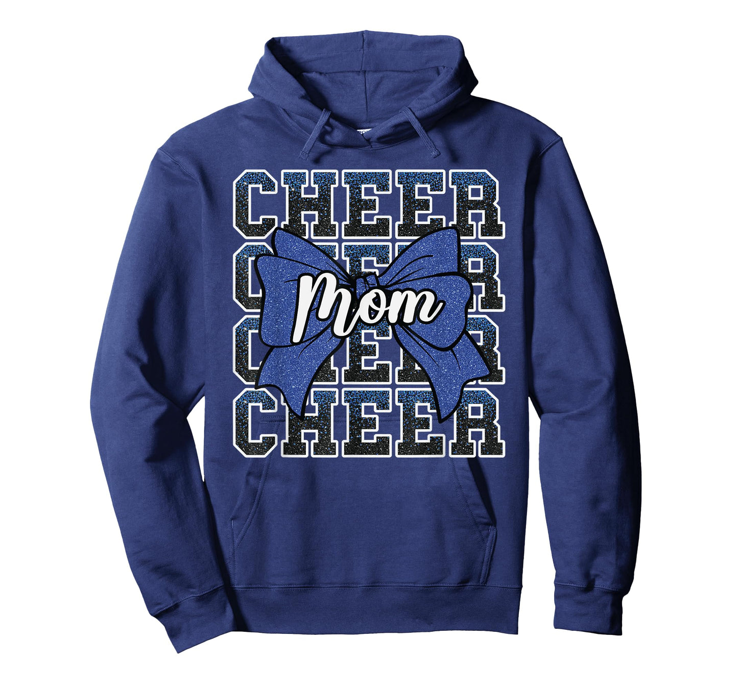 Cheer Mom Mama Bow Sport Cheerleader Cheerleading Blue T-Shirt