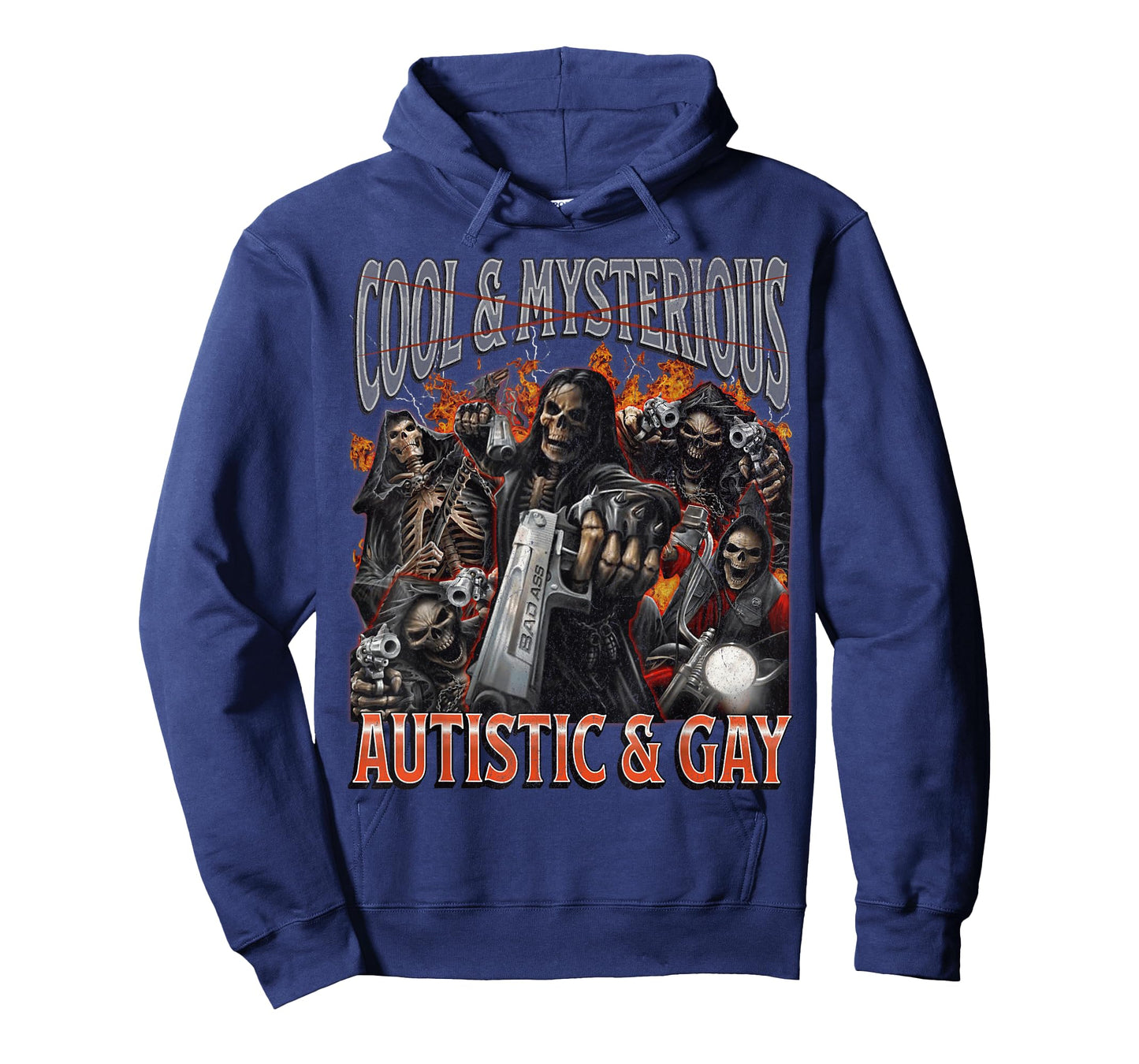 Autistic and Gay Funny Hard Skeleton Meme Graphic Bootleg T-Shirt