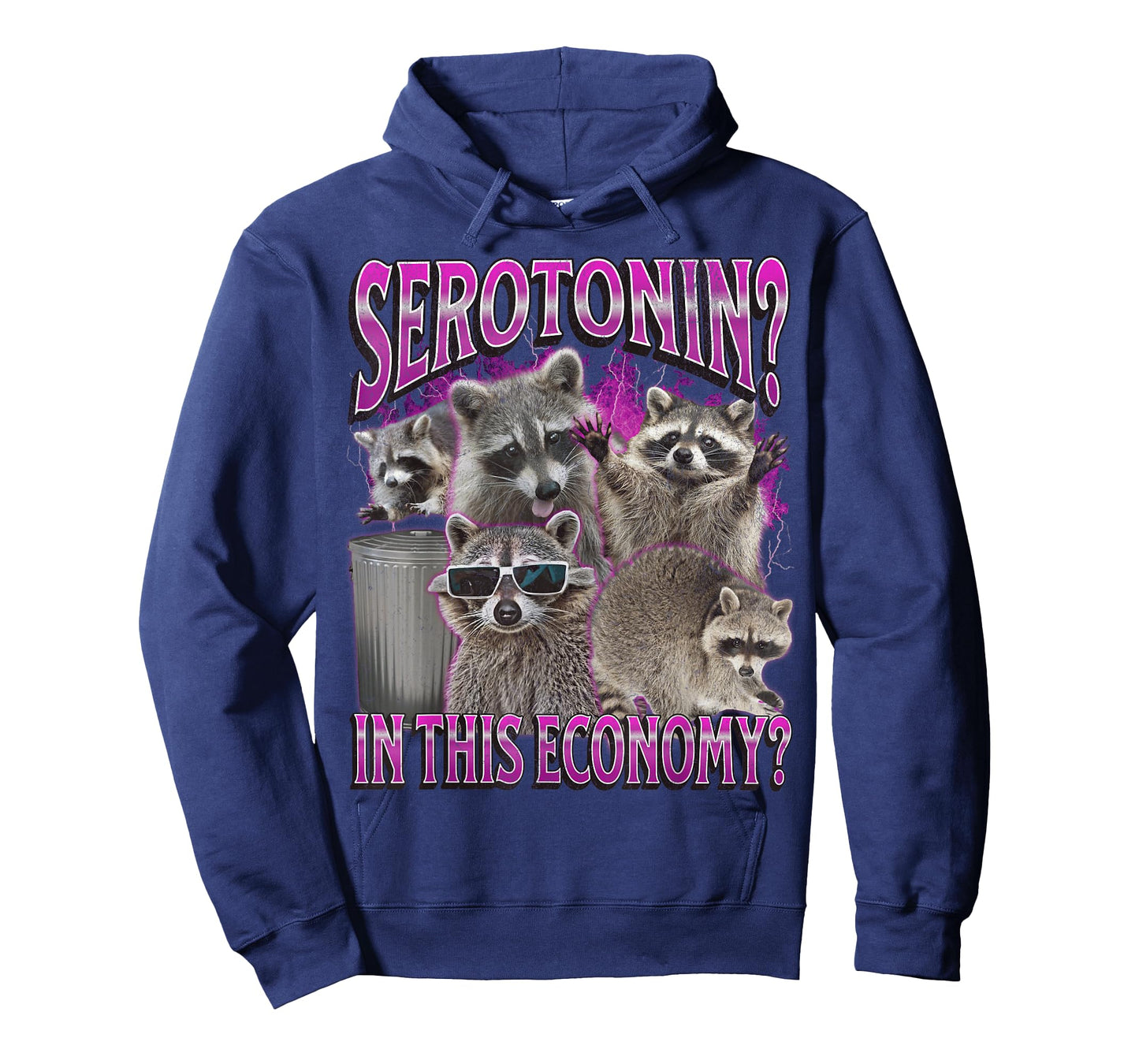Serotonin In This Economy Funny Raccoon Meme Bootleg Graphic T-Shirt