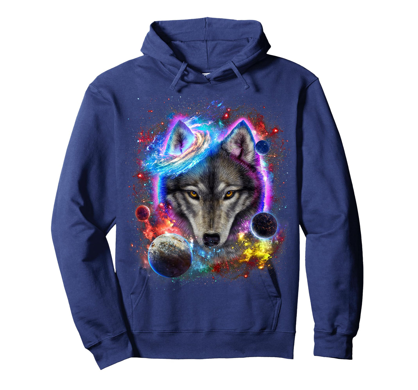 Cosmic Wolf Surrounded by Planet and Stars in Galactic Scene T-Shirt