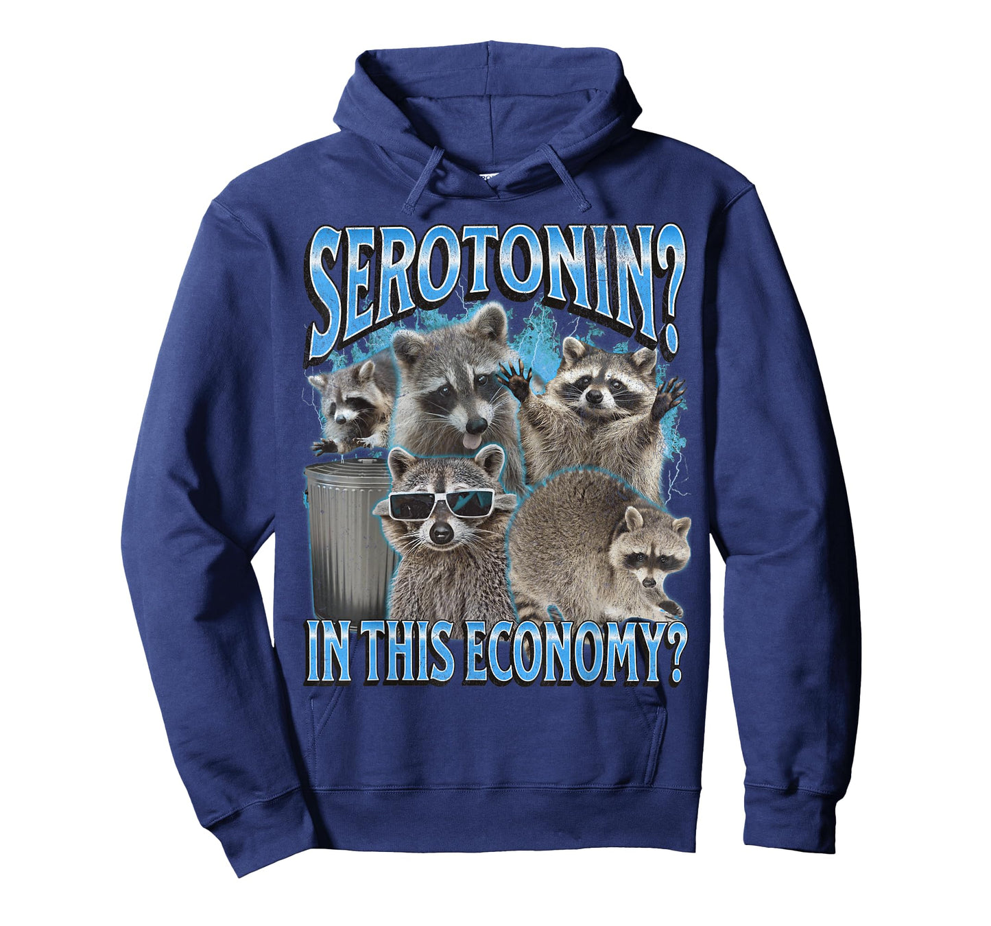 Serotonin In This Economy Funny Raccoon Meme Bootleg Graphic T-Shirt