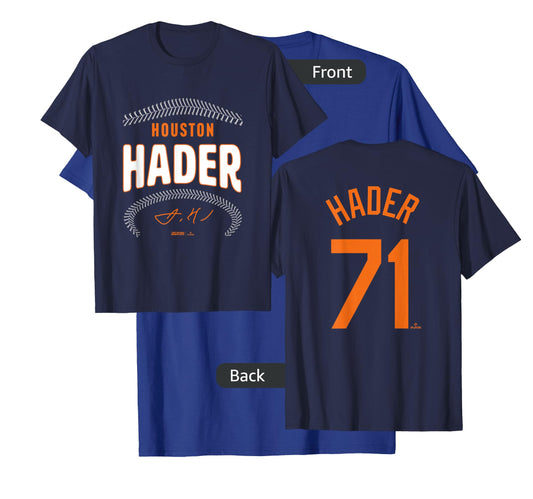 Josh Hader Houston Name & Number (Front & Back) MLBPA T-Shirt