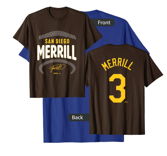 Jackson Merrill San Diego Name & Number (Front&Back) MLBPA T-Shirt