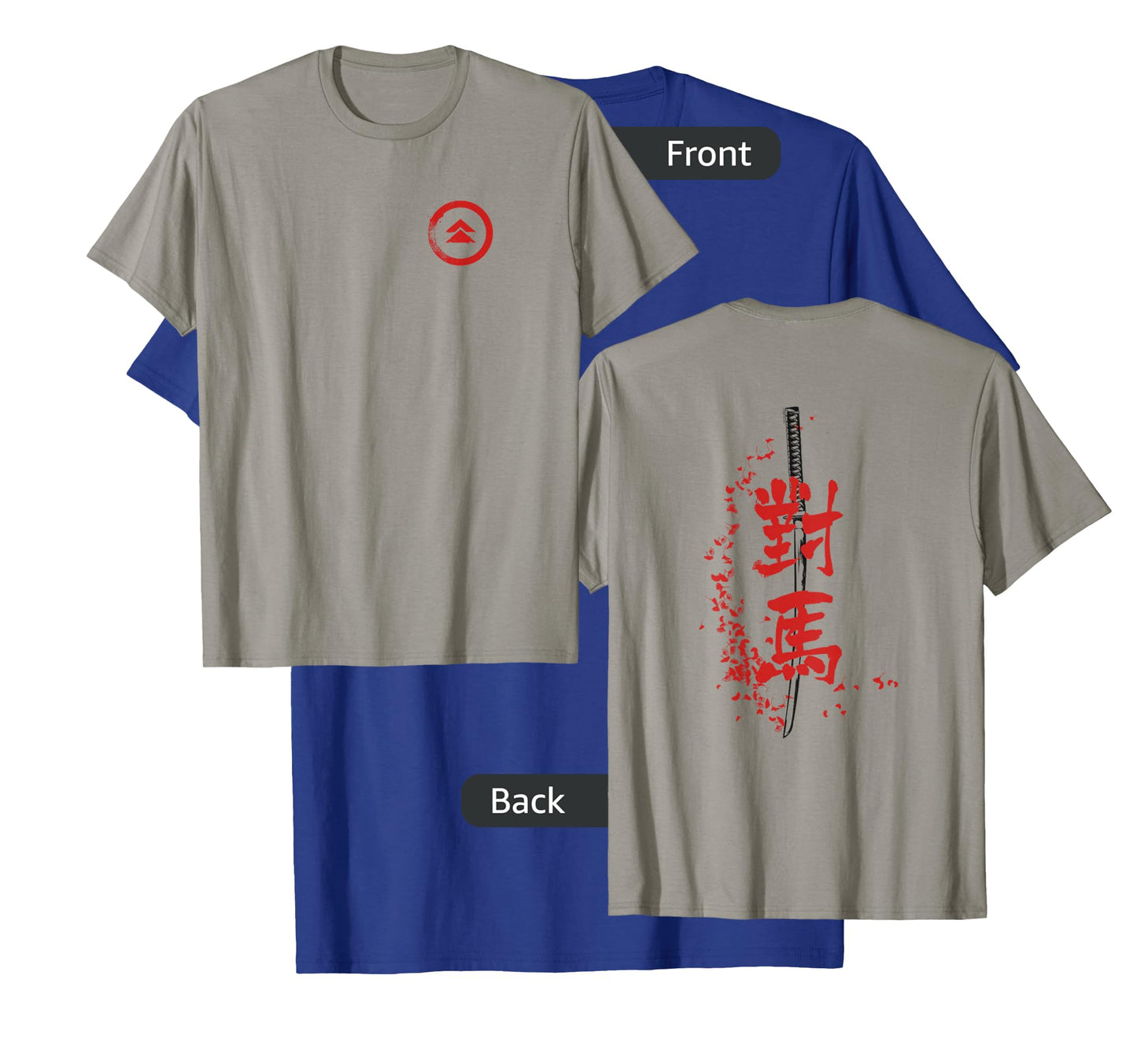 Ghost of Tsushima Sword Kanji with Falling Leaves T-Shirt