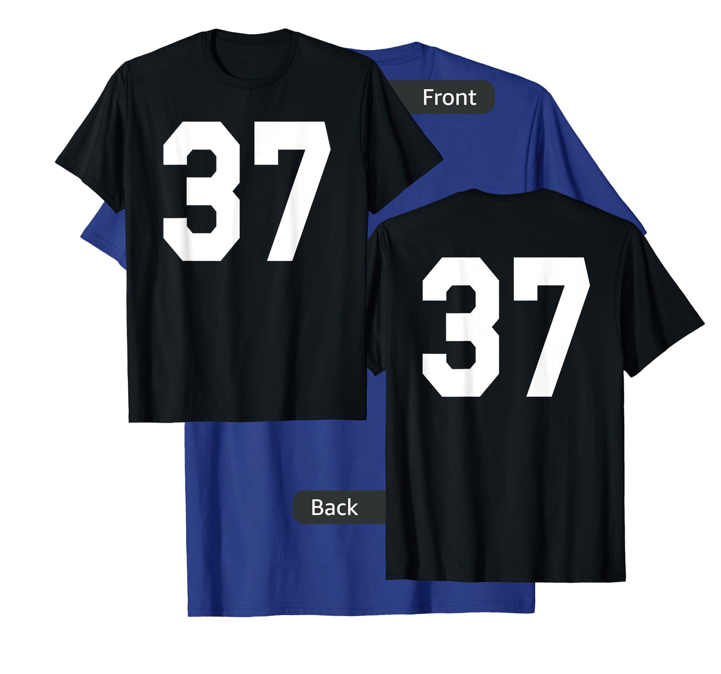 Number 37 Sports Jersey Front and Back Team Player T-Shirt