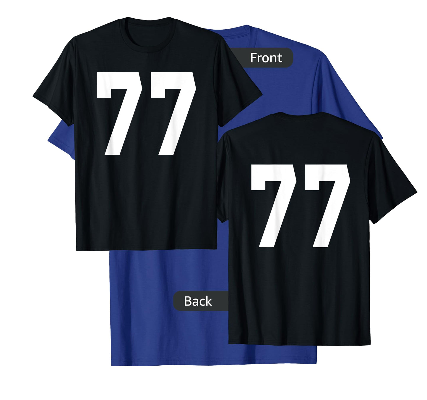 Number 77 Sports Jersey Front and Back Team Player T-Shirt