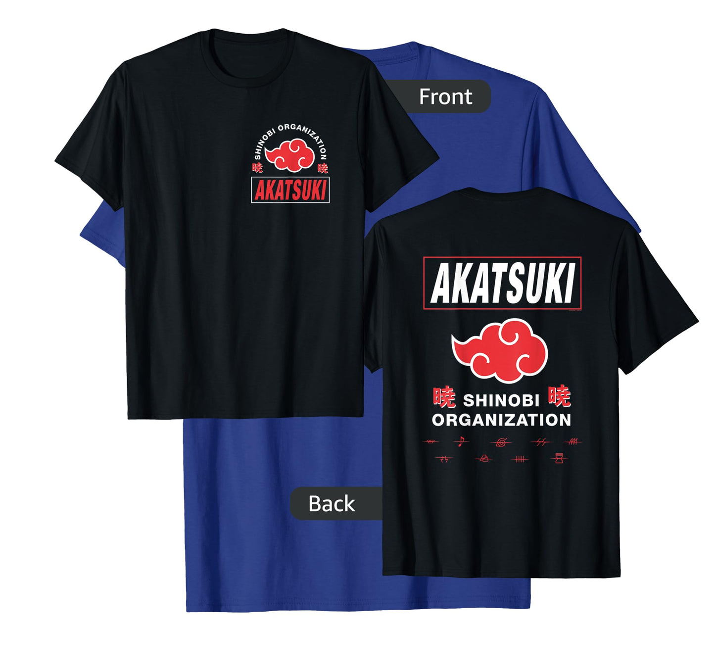 Naruto Shippuden Akatsuki Shinobi Org Front Back Anime T-Shirt