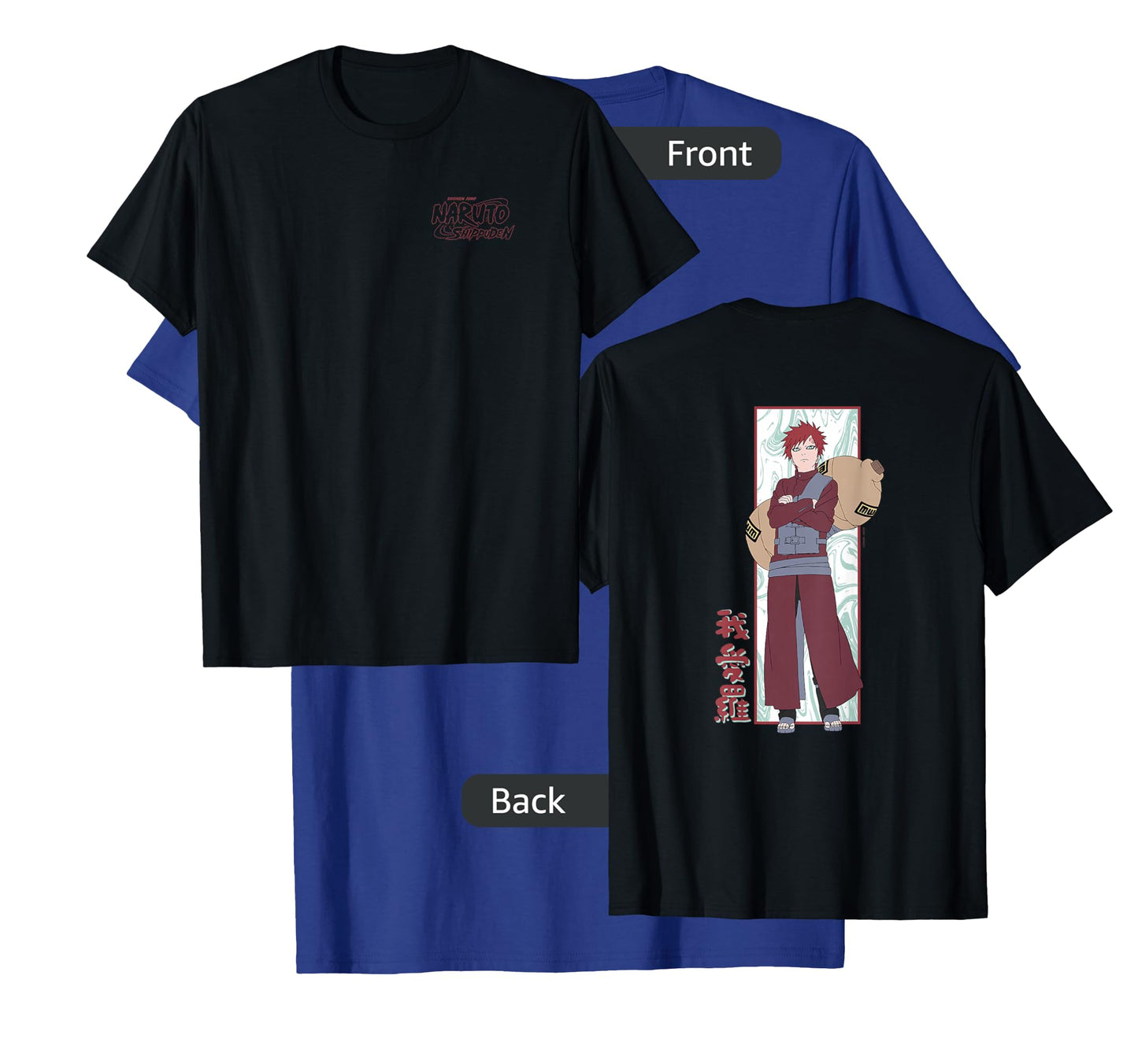 Naruto Shippuden Gaara Marble Background Front Back Anime T-Shirt