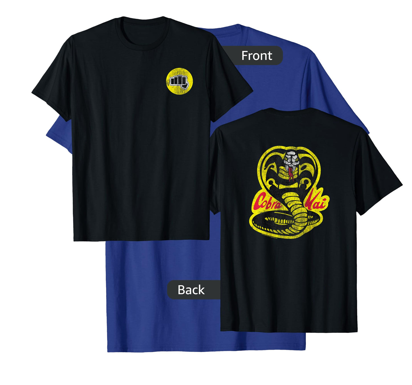 The Karate Kid Front Back Cobra Kai Yellow Fist Movie T-Shirt