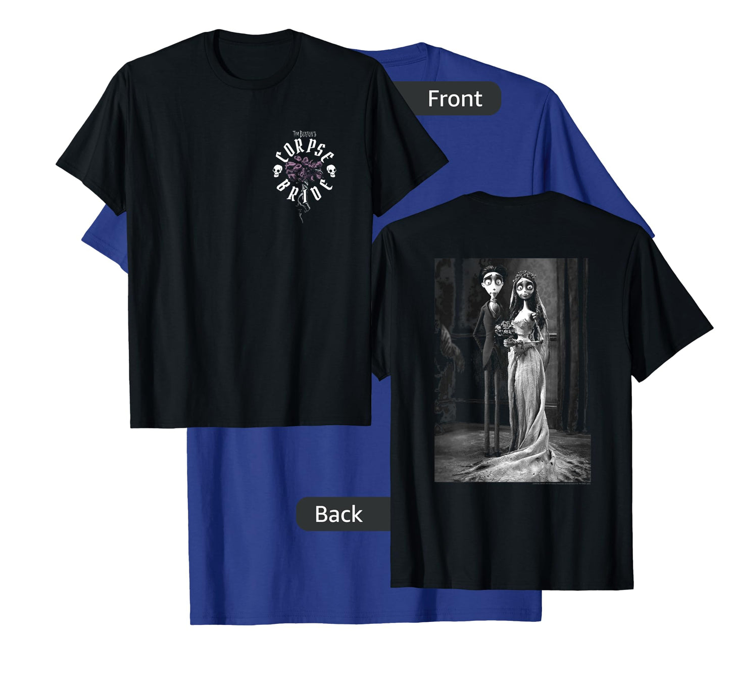 Corpse Bride Front and Back Victor Emily Marriage Movie T-Shirt