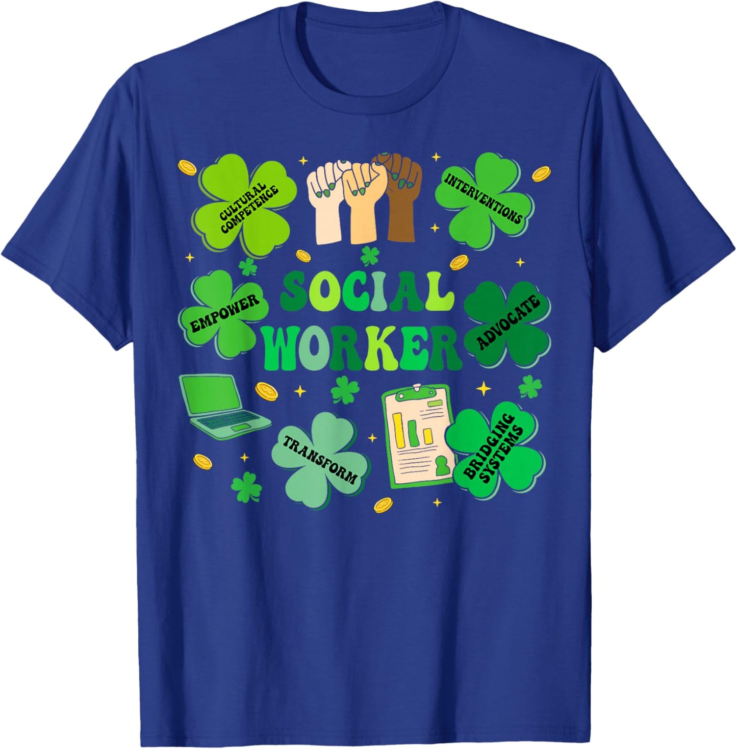 Social Worker Shamrock St Patricks Day Social Work T-Shirt - T-Shirt | Royal