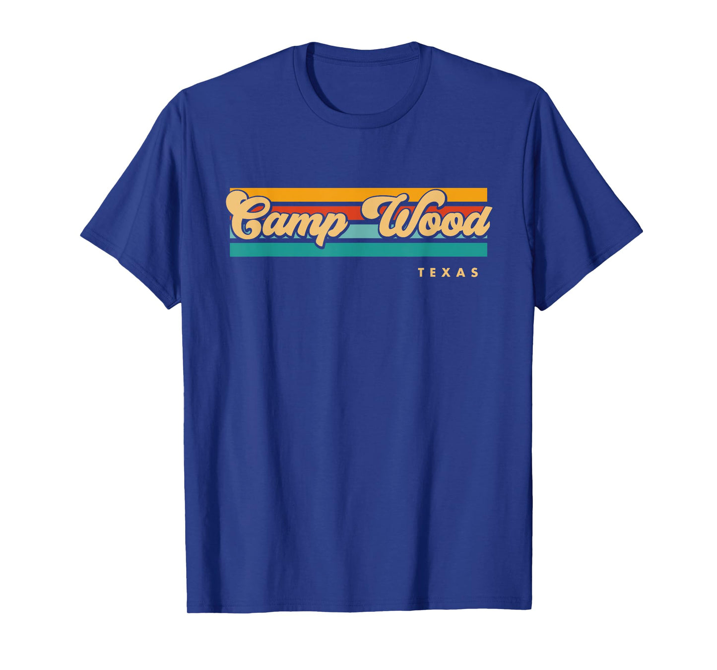 Vintage Sunset Stripes Camp Wood, Texas T-Shirt