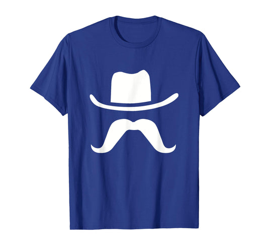 Cowboy Hat & Mustache Funny Silhouette Dark T-Shirt