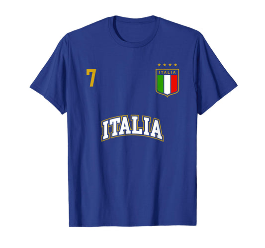 Italy Shirt Number 7 + BACK Soccer Team Sports Italian Flag