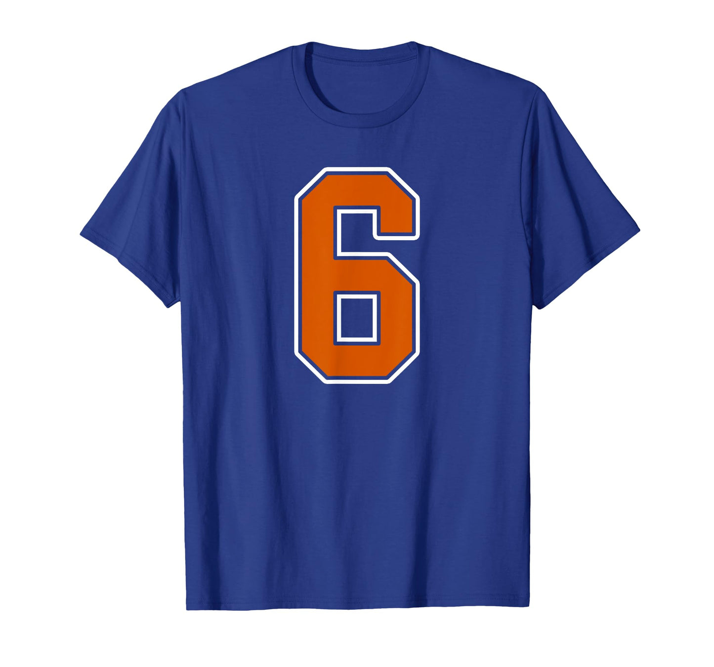 Burnt Orange White Number 6 Jersey Player Uniform #6 T-Shirt