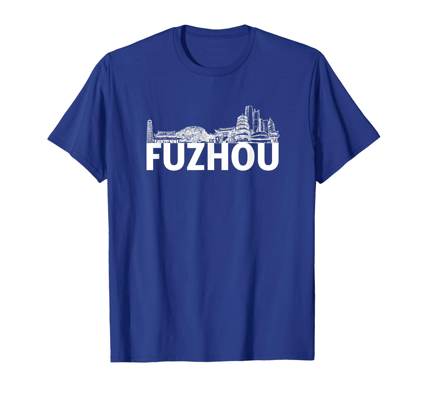 Fuzhou China City Skyline Silhouette Outline Sketch T-Shirt