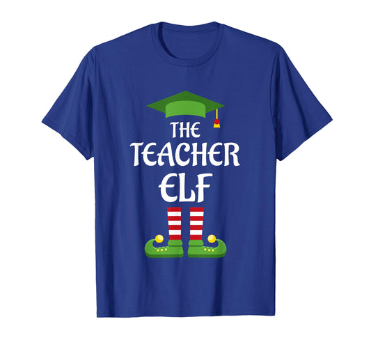 Teacher Elf Family Matching Group Christmas T-Shirt for Men Women