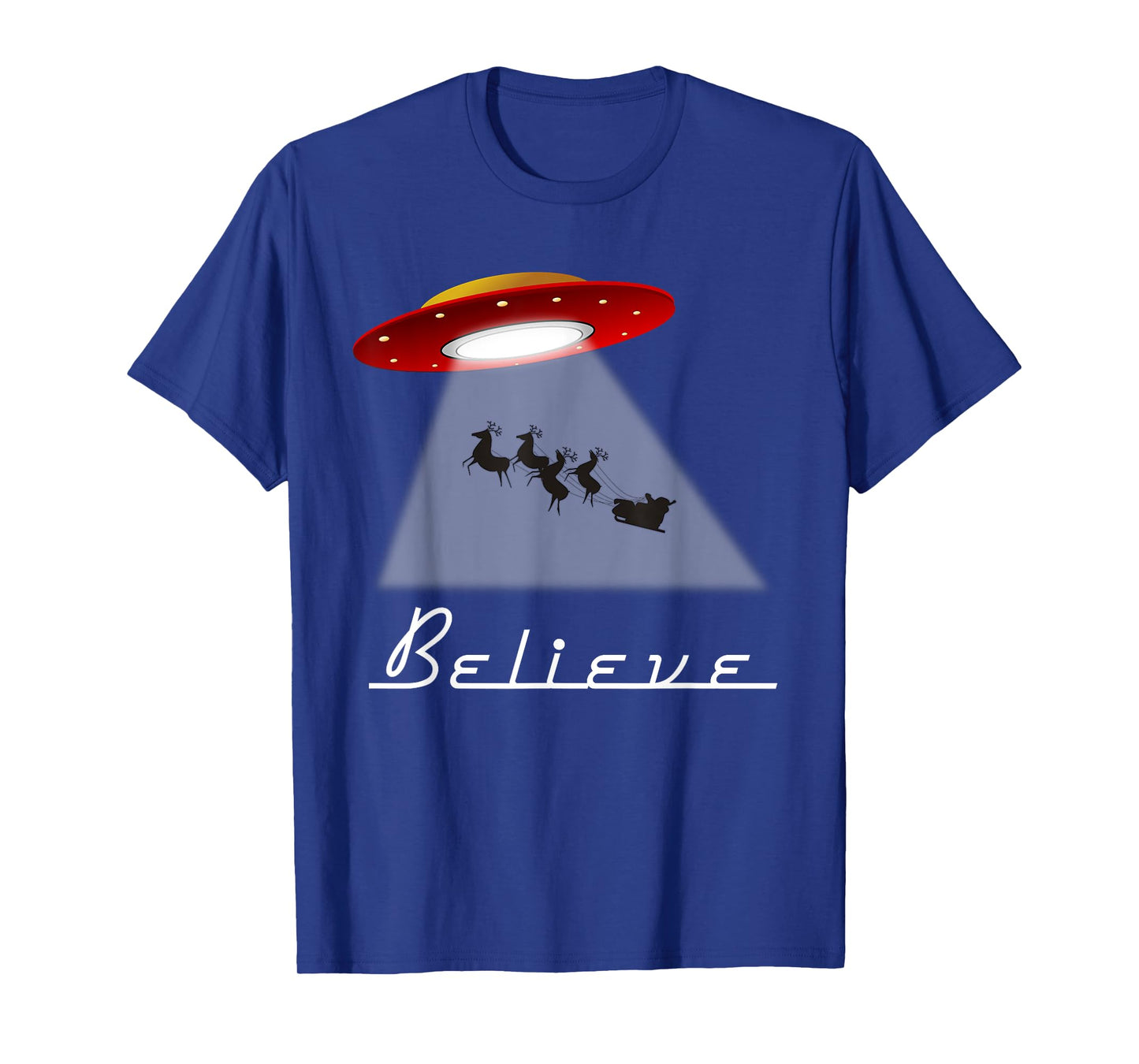 Funny Alien Christmas Shirt Believe UFO Santa Abduction Gift T-Shirt