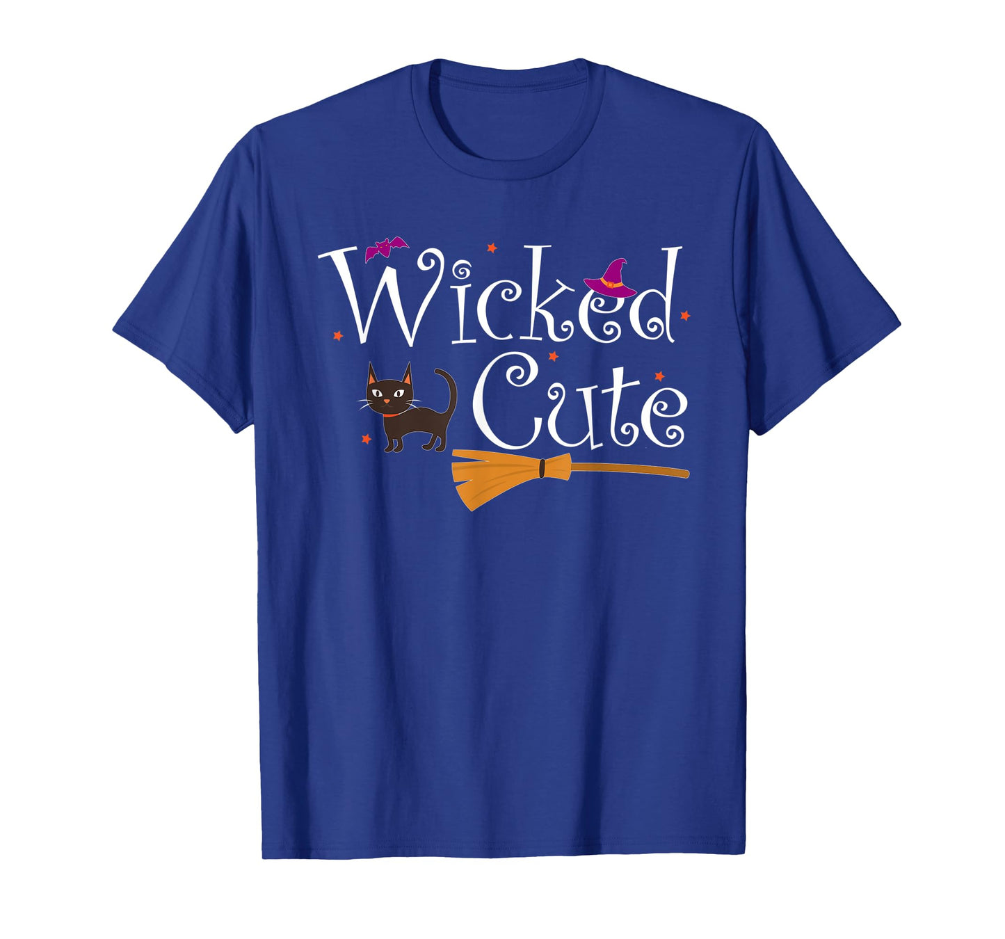 Wicked Cute Witch Halloween Costume Cat Broom Hat Gift T-Shirt for Men Women Kids