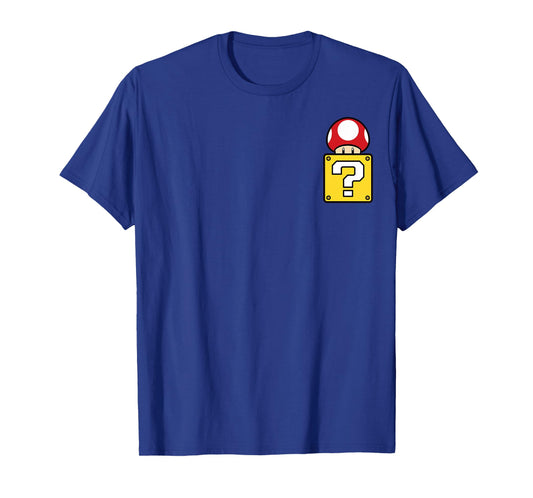 Super Mario Mystery Box Mushroom Left Chest T-Shirt