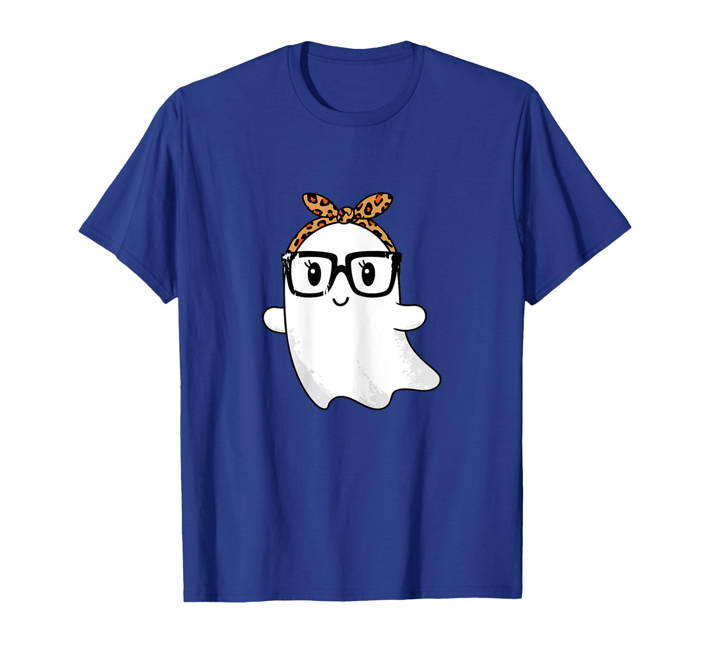 Leopard Bandana Ghost with Glasses Girls Cute Spooky Costume T-Shirt