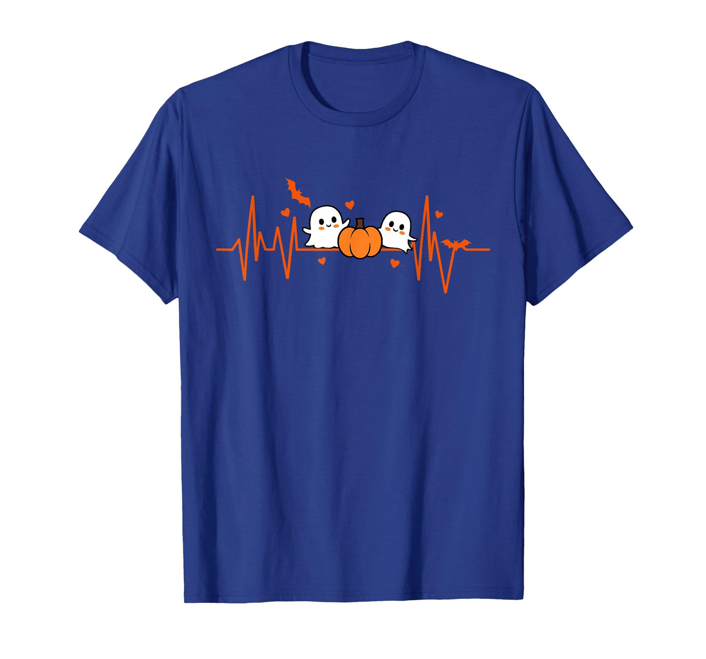 Pumpkin Ghost Heartbeat EKG Halloween ECG Tech Cardiac Nurse T-Shirt