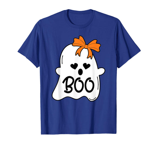 Ghost with Bow Boo Girls Halloween T-Shirt