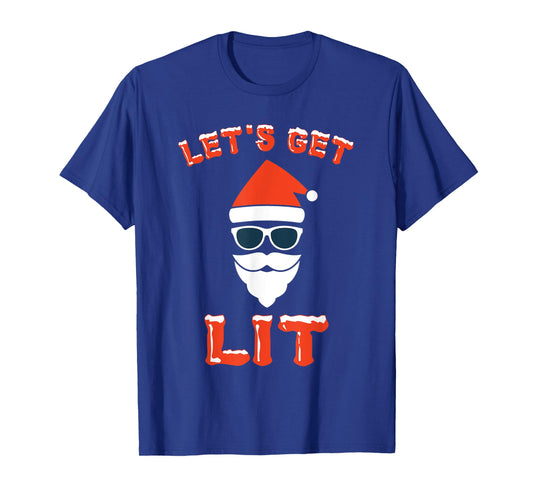 Let's Get Lit Funny Christmas Drinking T-Shirt Funny Xmas T-Shirt