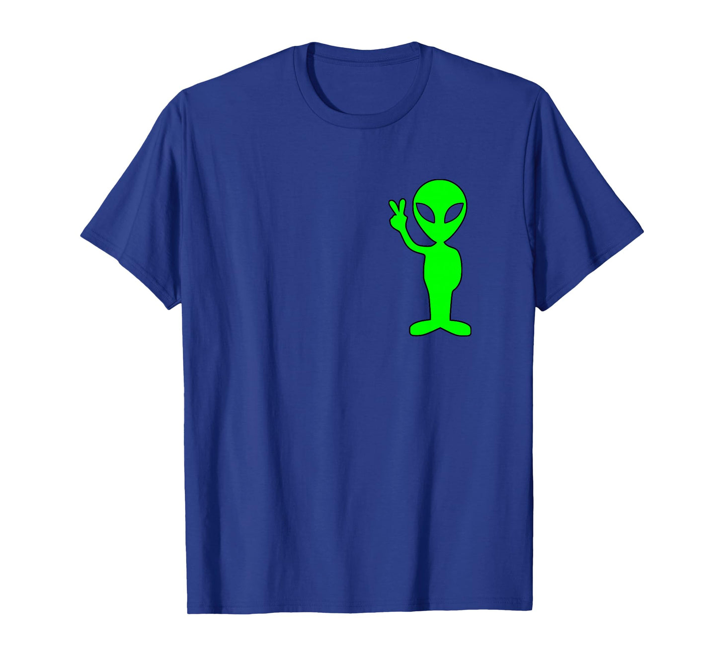 Lime Green Alien Peace Sign Funny Pocket Logo Graphic Gift T-Shirt