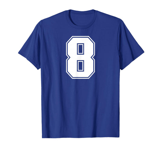 8 Number Eight Team Sports Graphic Varsity Matching T-Shirt