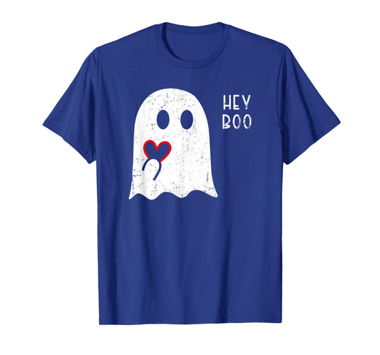 Hey Boo Ghost Heart Hand Sign Cute Halloween Spooky Season T-Shirt
