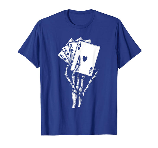 Skeleton Hand Playing Card Lazy Halloween Costume Poker T-Shirt