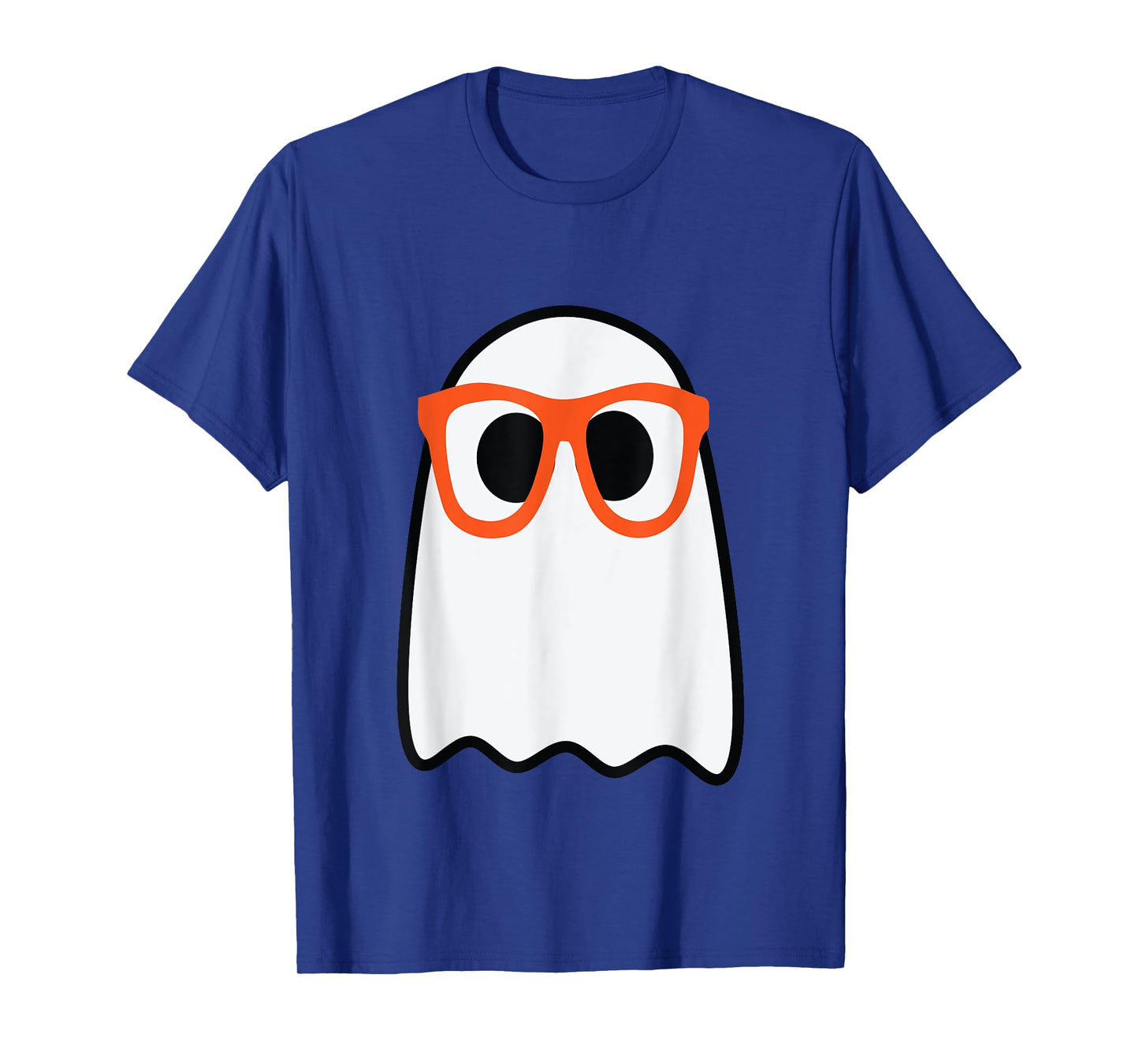 Nerdy Ghost Cute Orange Glasses Halloween Hipster Funny T-Shirt