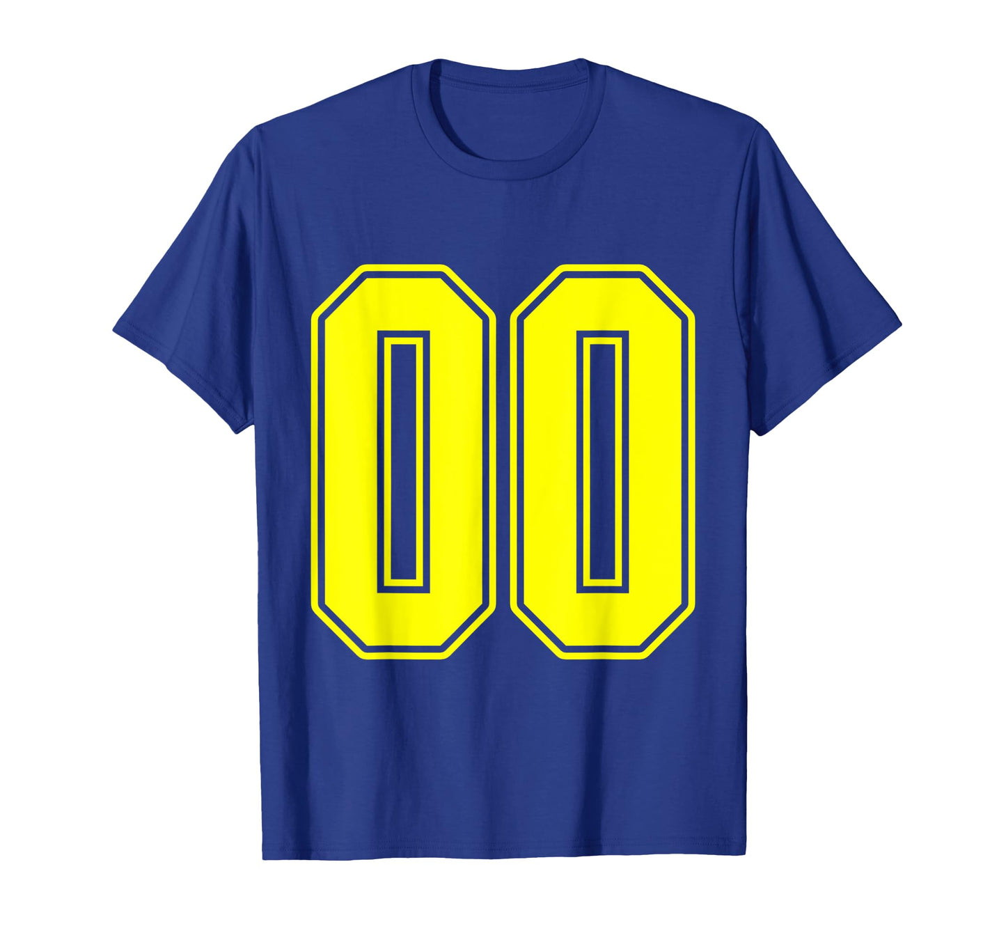 #00 Yellow Outline Number 00 Sports Fan Jersey Style T-Shirt