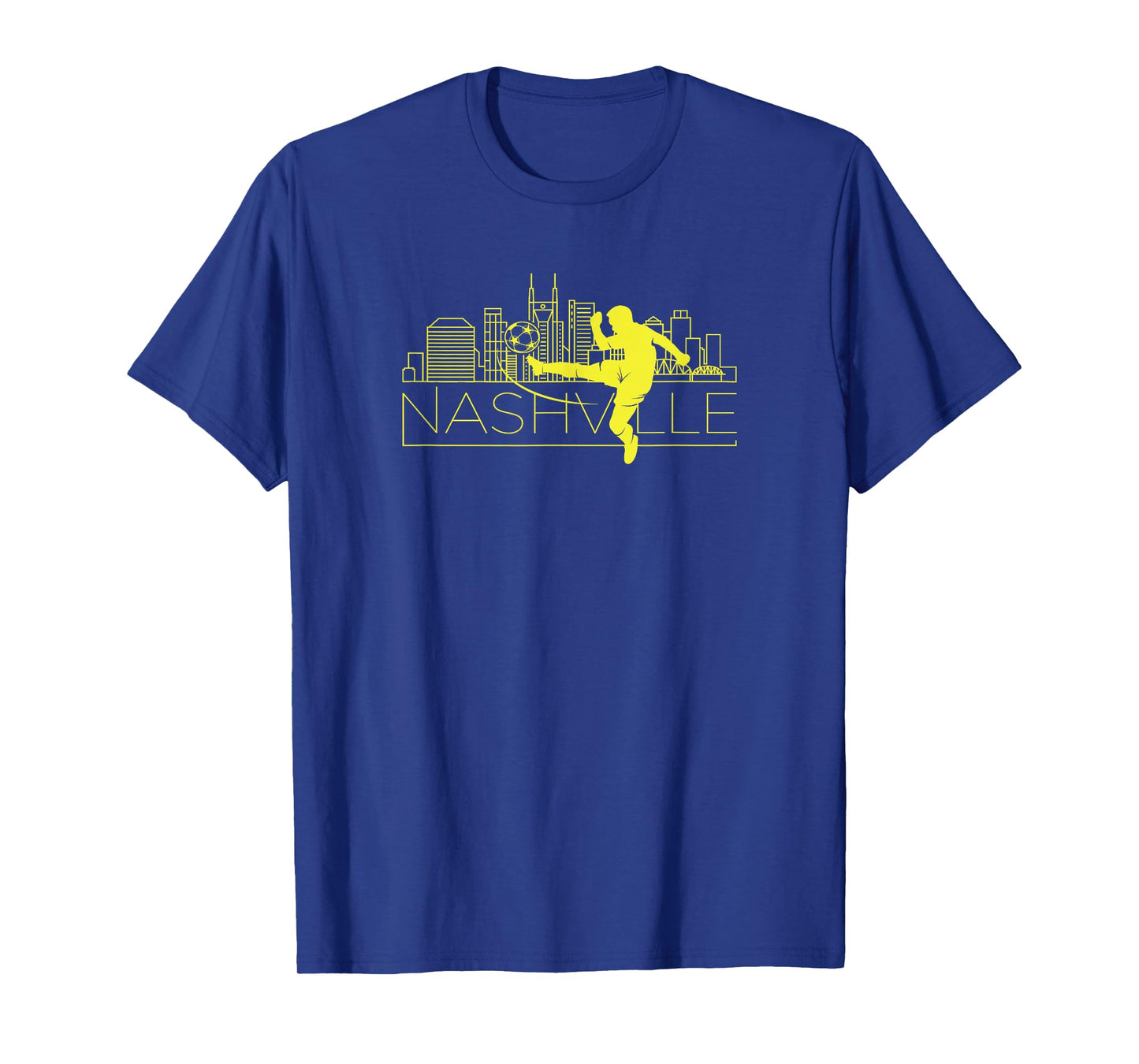 Cheek Creations Nashville Soccer City MLS T-Shirt, Men's Unisex Blue Short Sleeve Crew Neck Classic Fit T-Shirt, Small