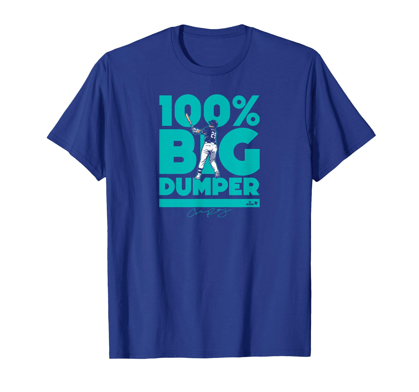 BreakingT Cal Raleigh - 100% Big Dumper - Seattle Baseball T-Shirt, Small, Blue