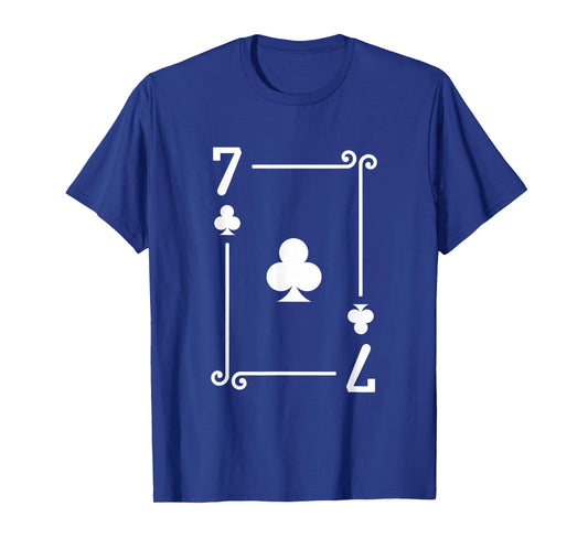 7 Clubs Playing Card Graphic - White Seven Card T-Shirt