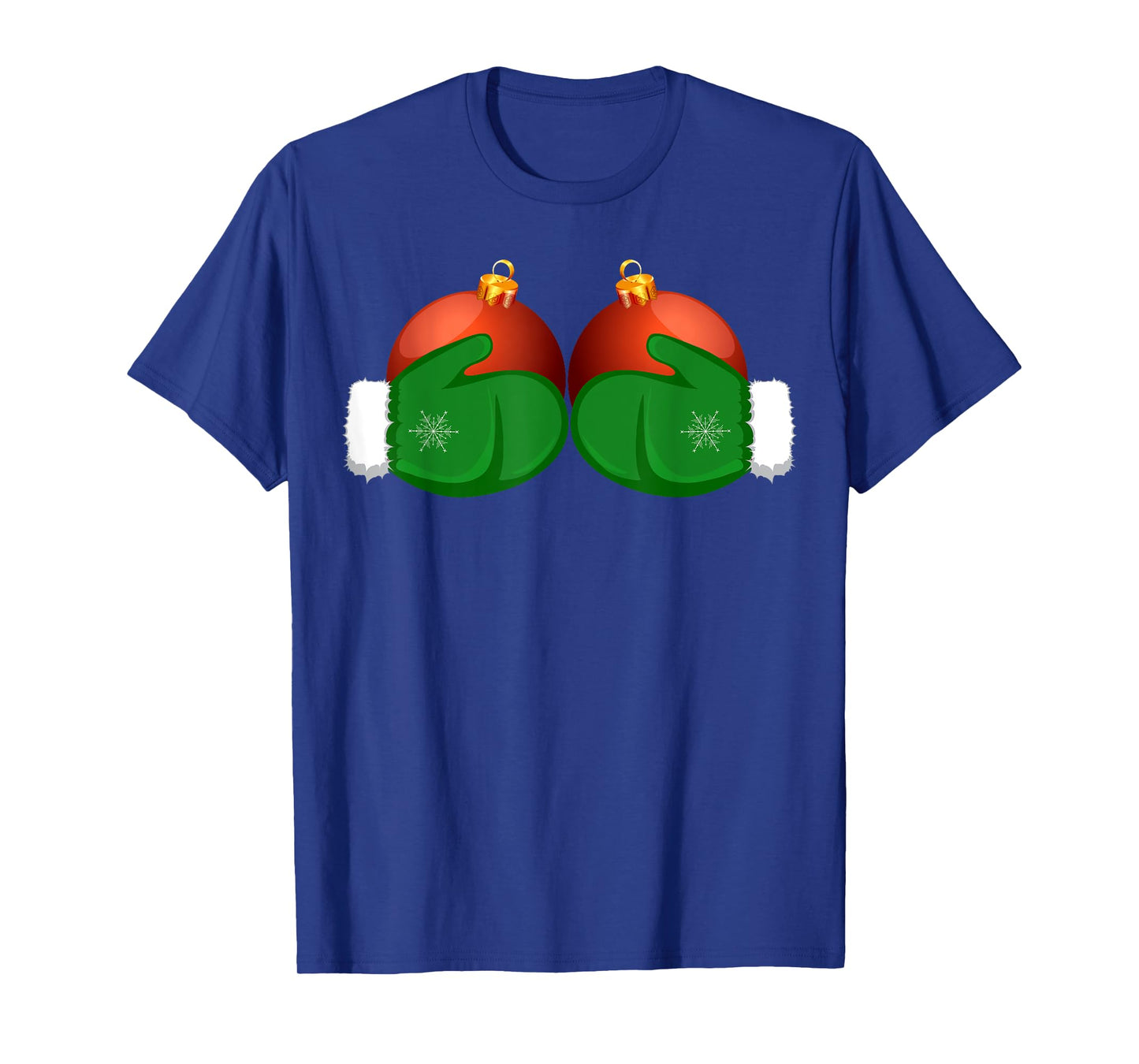 Funny Winter Women's Tee Mittens Holding Xmas Ball Boobs T-Shirt