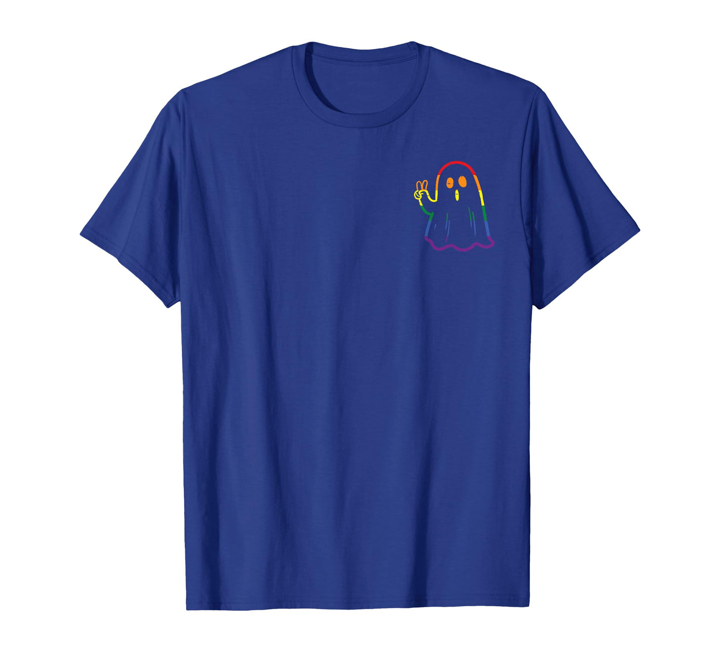Rainbow LGBT Ghost Peace Sign Gay Pride Halloween Costume T-Shirt