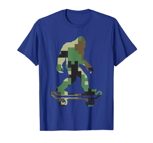 Retro Skater Hide and Seek Champion Apparel Bigfoot Camouflage Skateboarders Sasquatch Skateboarding T-Shirt