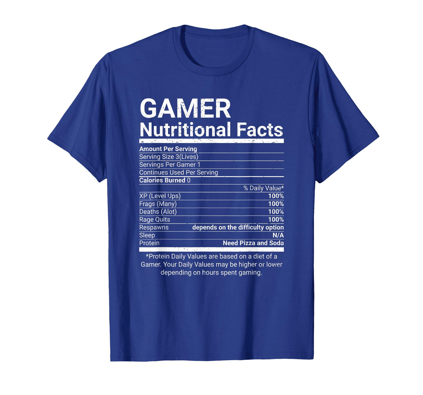 Gamer Nutrition Facts Video Games Computer Nerd T-Shirt