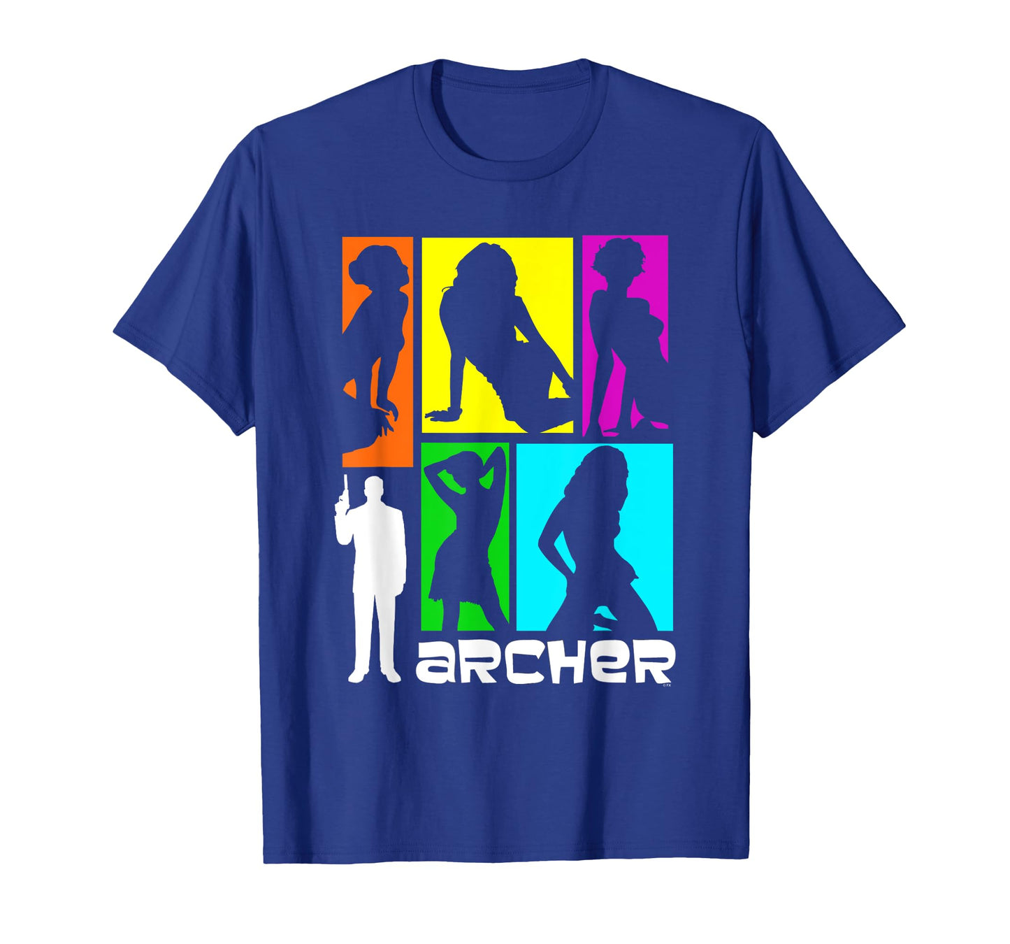 Archer Colorful Retro Silhouettes 60's Inspired Cartoon T-Shirt