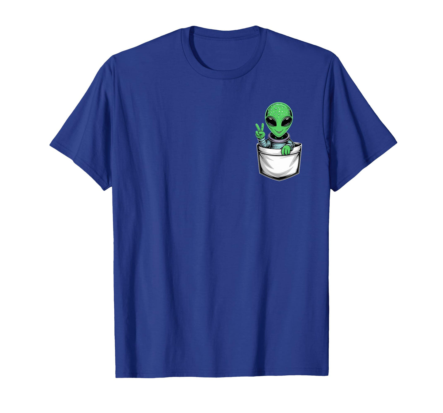 Cute Green Alien Costume Halloween Funny Alien Pocket Design T-Shirt