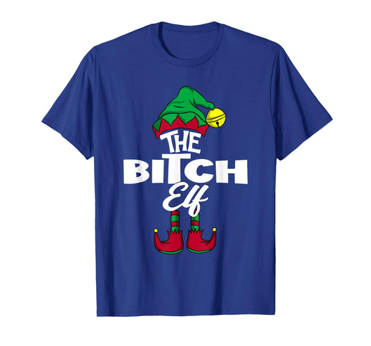 The BITCH Elf Family Group Matching PJ Christmas Gift T-Shirt
