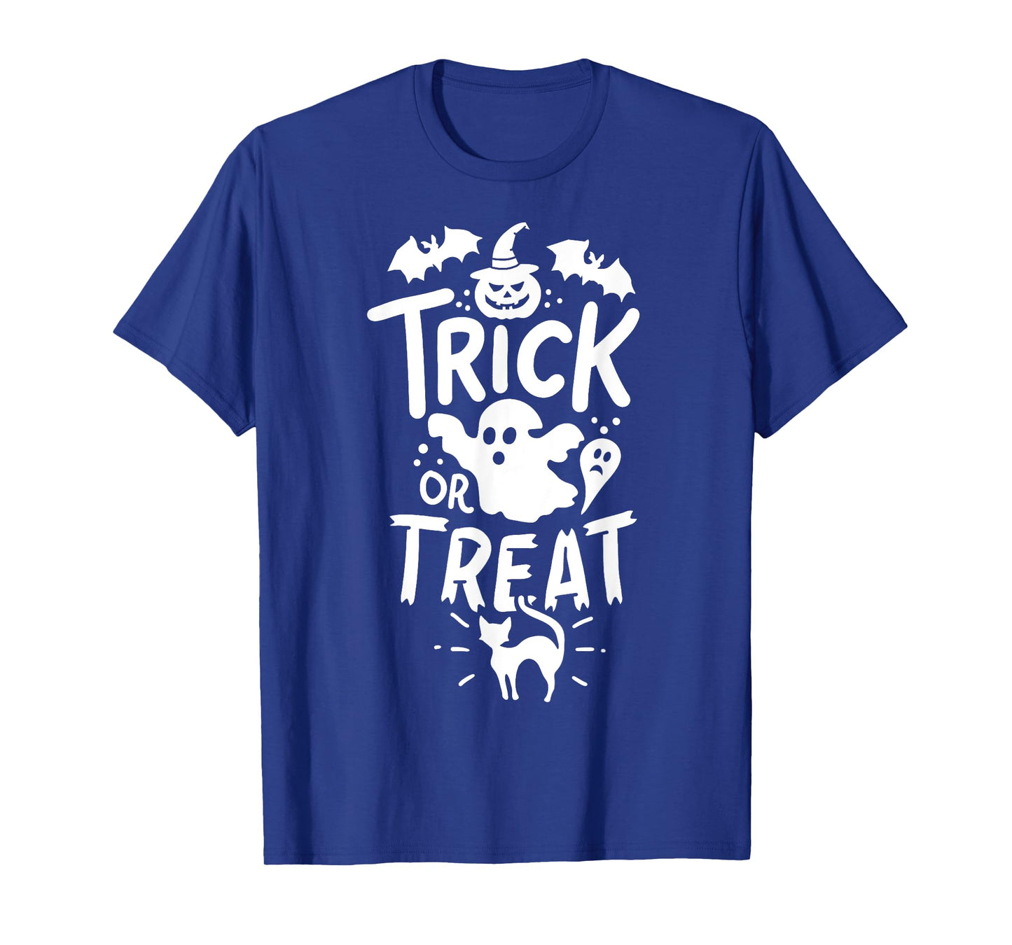 Halloween Trick Or Treat Tee Bat Ghost Pumpkin Cat T-Shirt for Men Women Kids