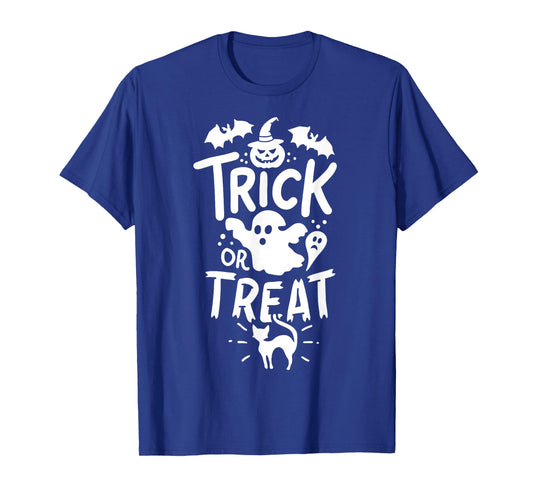 Halloween Trick Or Treat Tee Bat Ghost Pumpkin Cat T-Shirt for Men Women Kids