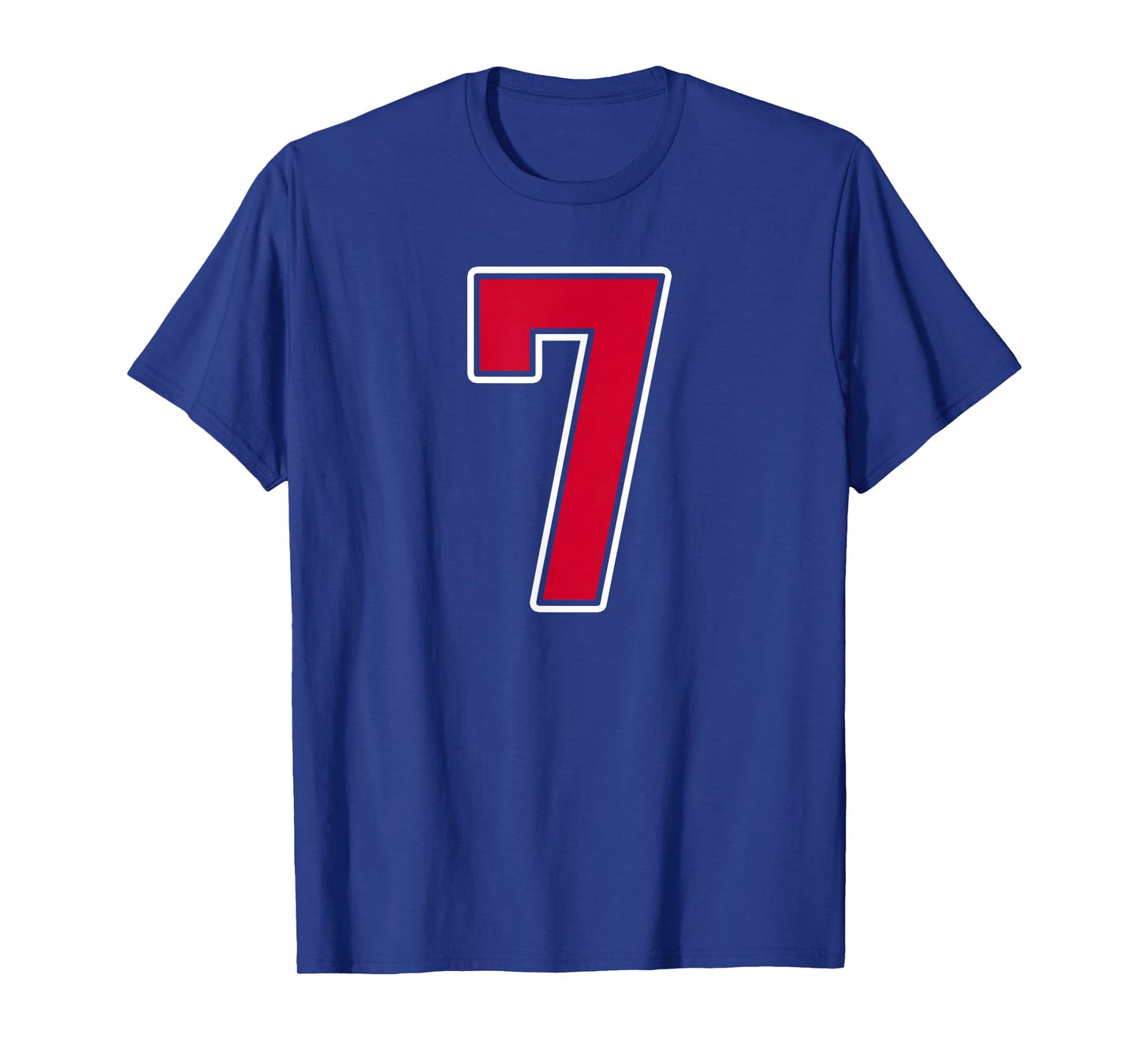 Red White Number 7 Jersey Player Uniform #7 T-Shirt